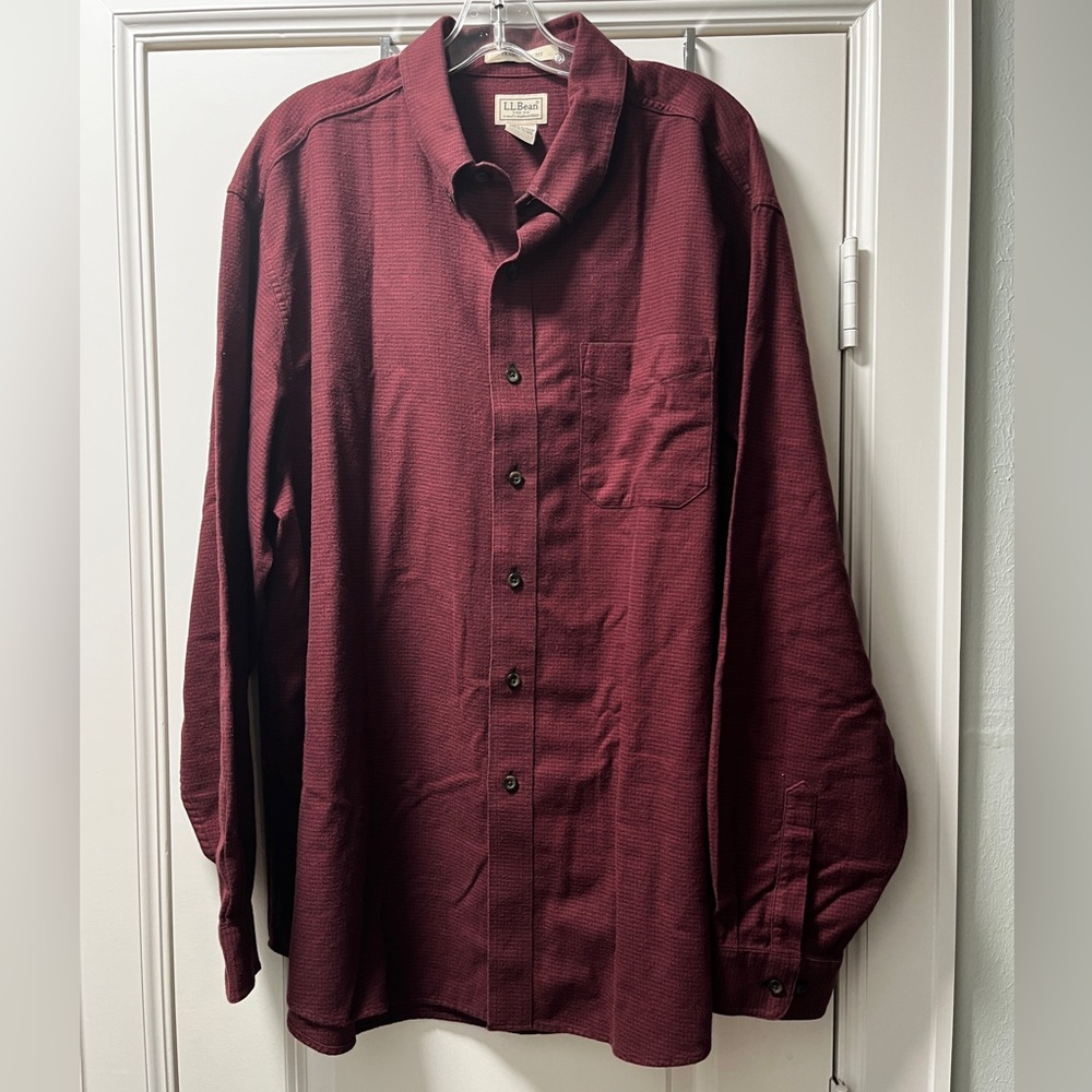LL Bean Wicked Good Flannel Shirt Mens XL Red Black Houndstooth 298276